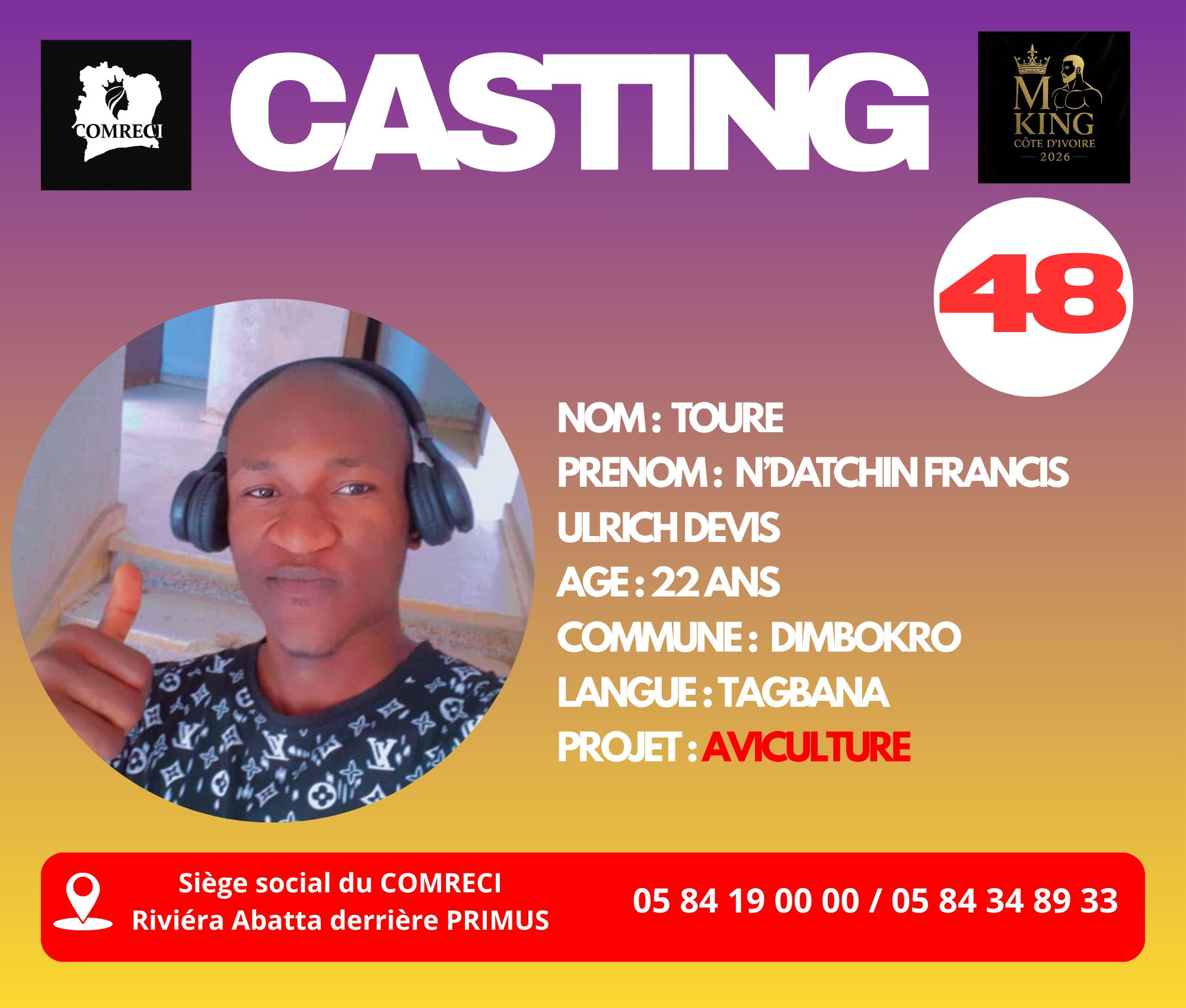 TOURE N'DATCHIN FRANCIS ULRICH DEVIS